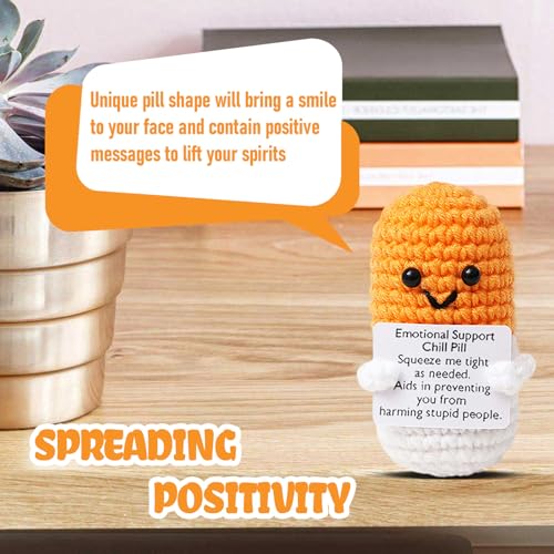 Image of Cute Orange Pill Crochet,Handmade Capsule Knitted with Inspirational Card, CNA Nurse Appreciation Keepsake for Nurses,Doctors, Pharmacists, RN, LPN, Office Decor & Party Favor