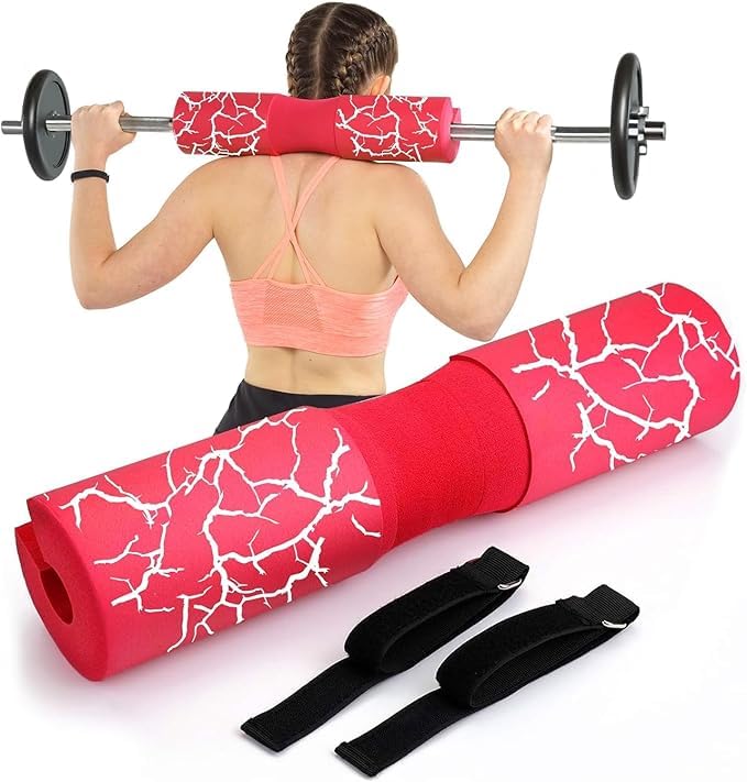 Fitcozi Pad for Squats, Lunges and Hip Thrusts - Weight Lifting Bar Cushion Pad Protector for Neck and Shoulder - Fit Standard and Olympic Bars (Barbell Pad Red) 1