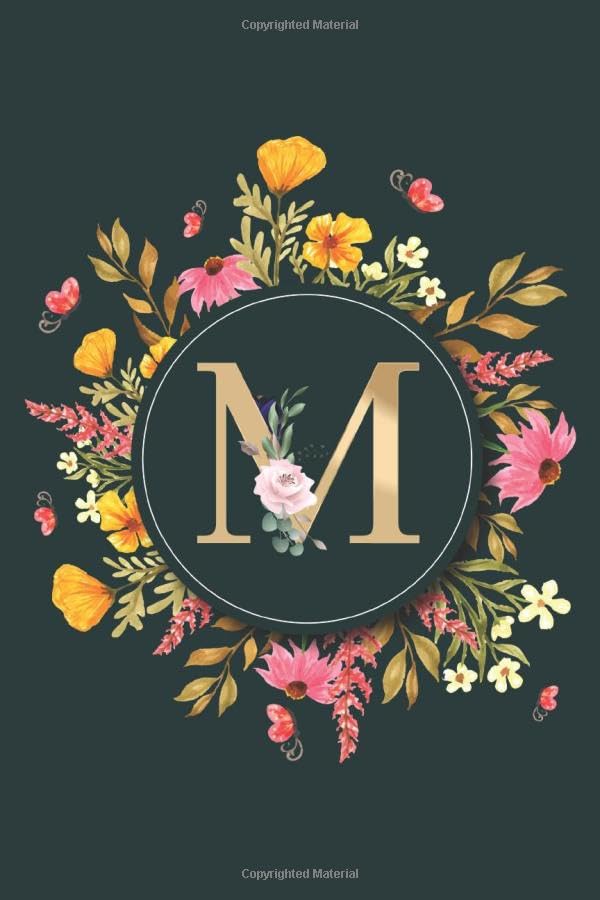 Letter M Notebook: Initial Monogram Letter M Journal - Pretty Personalized Lined Notebook For Kids, Girls, Women. ruled notebook Size 6 x 9 inches - 120 Pages