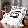 Pinkfulum Personalized Baseball Blankets with Name Numbers, Custom Baseball Team Game Throw Flannel Blankets Stuff Gifts for Boys Sports Lover Fans Kids Adult #1