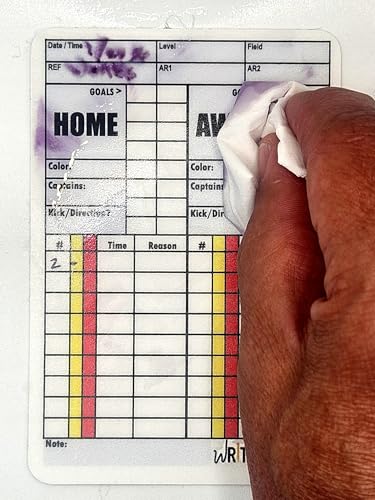 WRITEonCARDS Rewriteable Referee Cards for Soccer, Game Record Plus Card with Penalty Kicks on Back (Set of 2 Cards)