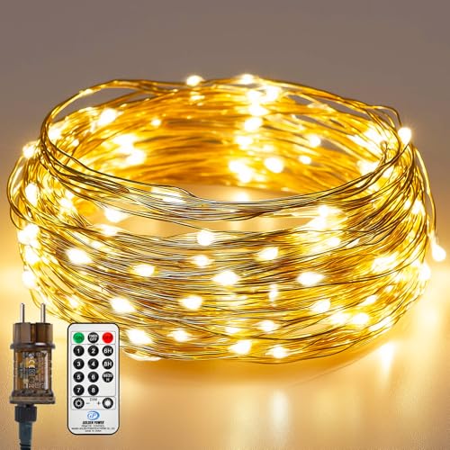 10M/100LED Lichterkette Innen mit Stecker Fernbedienung, Lichterketten...
