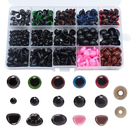 TXErfolg 560 Piezas Ojos de Seguridad y Safety Nose Coloridos Vistoso Ojos con Arandelas Se Utiliza para Títeres Muñecas Peluches Osos de Peluche