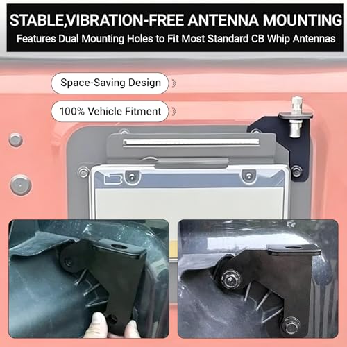 Image of CB Radio Antenna Spare Tire Mount Bracket for 2007-2018 Jeep Wrangler JK JKU Unlimited Rubicon Sahara 2 /4 Door, No-Drill Steel Antenna Holder for Offroad Ham Radio Scanner Whip Antennas