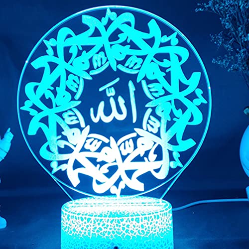 FISSEN 3D allah musulman LED Lampe veilleuse d'illusion Lumière de Nuit avec USB et 7 Couleurs Décoration pour Enfant Chambre Chevet Table de Bébé Enfant Cadeau Fête Anniversaire Cover