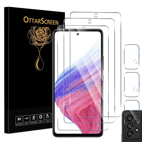 Ottarscreen Galaxy A53 Screen Protector 【3+3 Pack】 With Camera Lens (Hd Ultra Transparent) Anti-Scratch, Bubble-Free, 9H Hardness Glass For Samsung 5G #TOP6