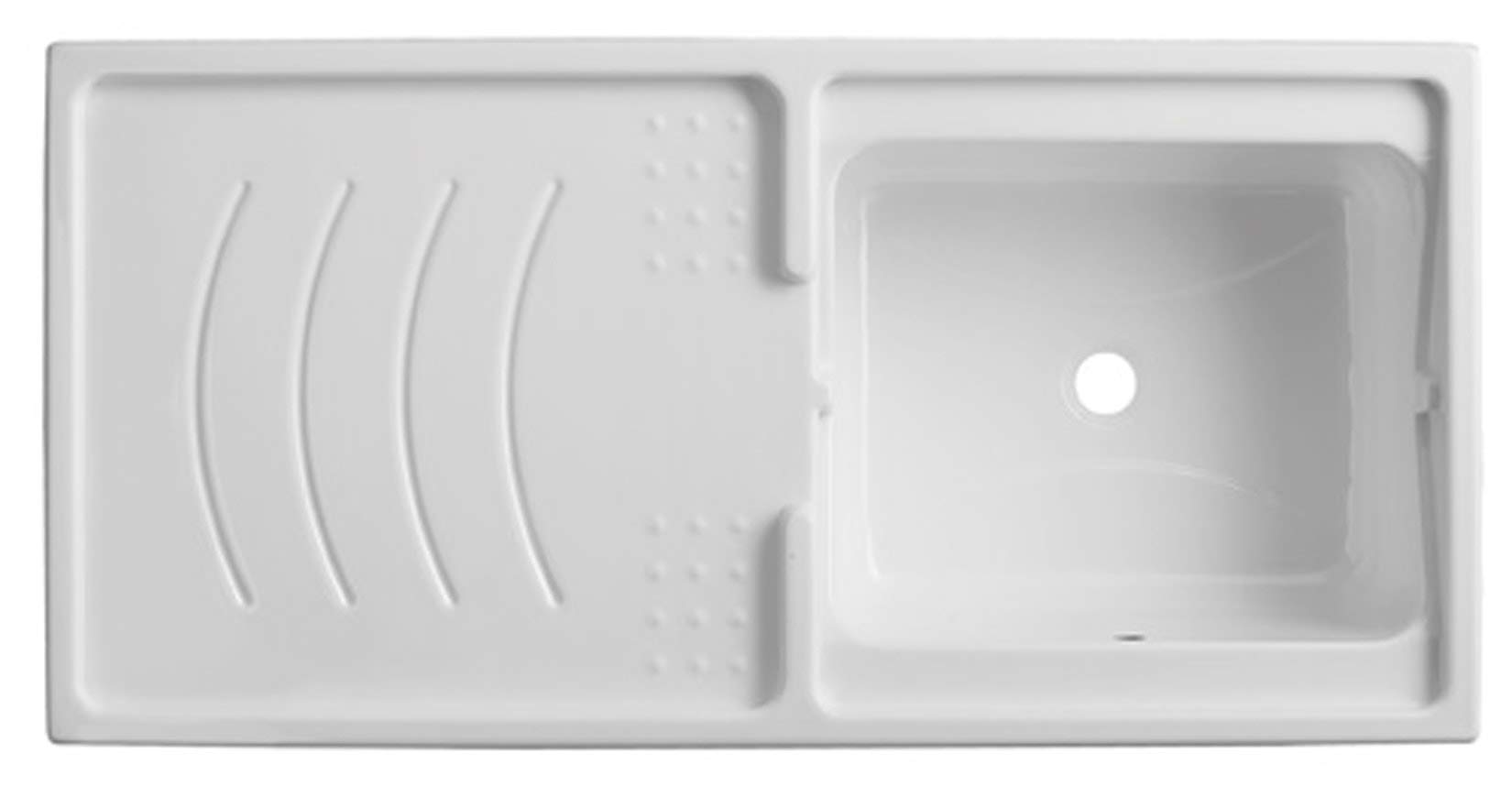 Negrari Classica Lavatoio Coprilavatrice Montato Vasca Destra Lavatrice Sinistra Bianco Anta Battente Cerniere Chiusura Rallentata Mobile Lavabo Polipropilene Asse Pino Interno L124 P60 124x60 H92 cm