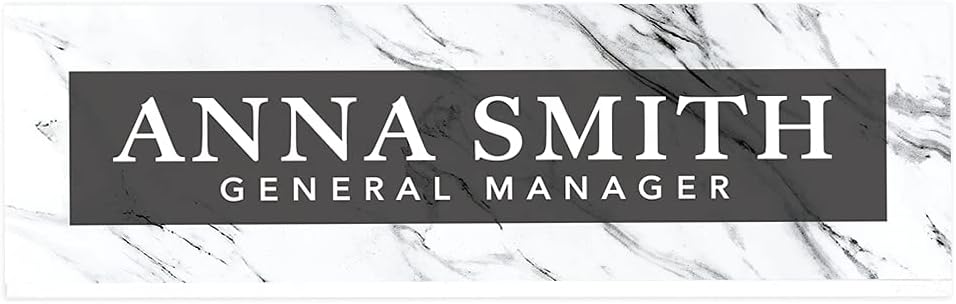 Andaz Press Placa de nombre para escritorio de oficina, diseño de mármol, placa de nombre personalizada de acrílico personalizada para el hogar,