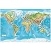 GREAT ART® XXL Poster - Carte du monde en relief - Décoration murale Image Gall Projection Maps-in-Minutes™ Géographie Cartographie Carte de l'état actuel Terre 140 x 100 cm