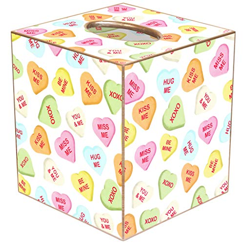 Marye-Kelley Valentine's Day Tissue Holder, Candy Hearts Tissue Box Cover