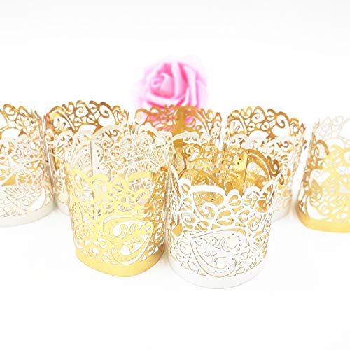 Sevend Candle Wraps, 50 Pieces Tea Light Wraps And Candles Holders For Weeding, Table, Gift, Outdoor (Gold) #TOP7