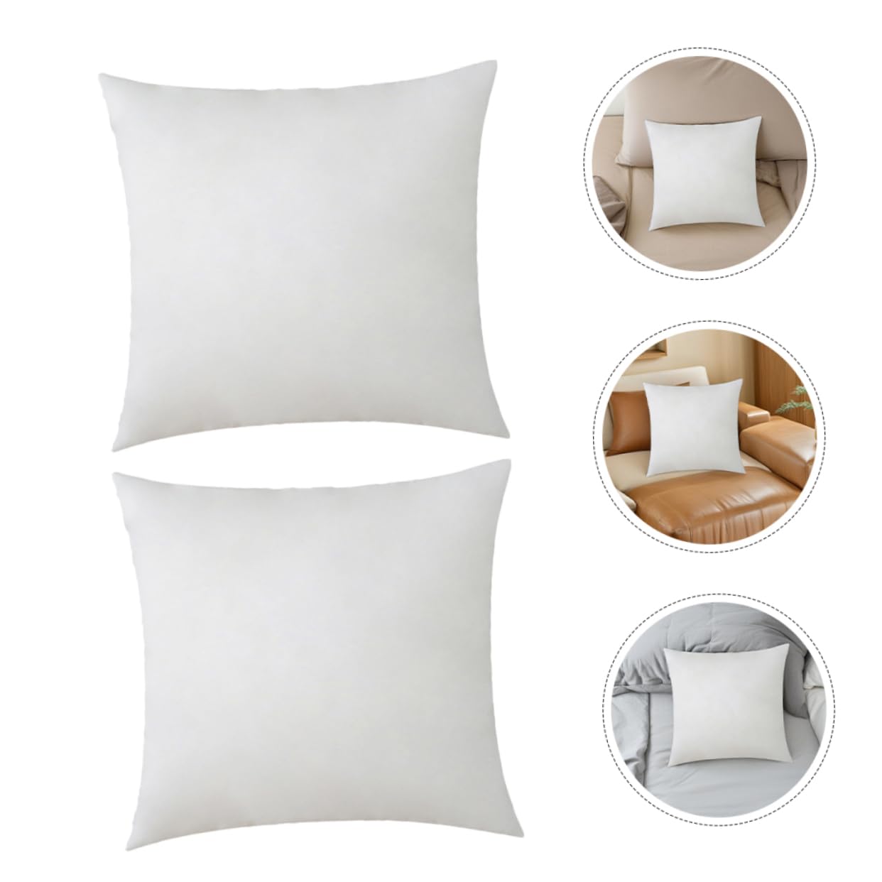 2piezas Forro De Almohada Cuadrado De Relleno y Esponjoso para Decoración De Sofá Insertos De Cojín Hogar