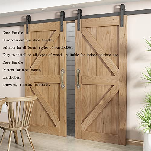 Image of Sliding Barn Door Pull Handle Hardware for Wooden Garden Gate Shed Cabinet Door Large Wooden Door Handle Antique doorknob Vintage Door Handle (1, Bronze Tone7.87in)