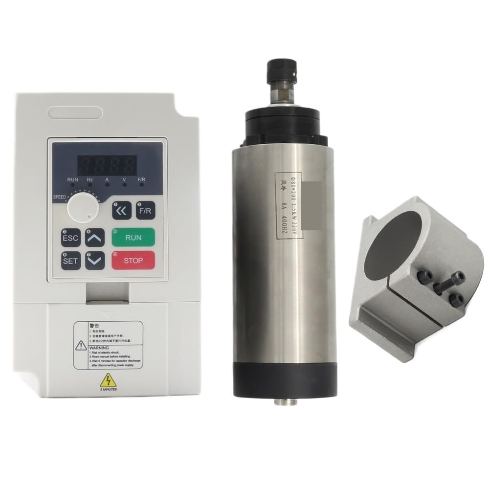 Motor de husillo de refrigeración refrigerado por aire ER11 de 1,5 kW, enrutador de carpintería, fresado de grabado con Kit inversor(With Mini vfd,220V)