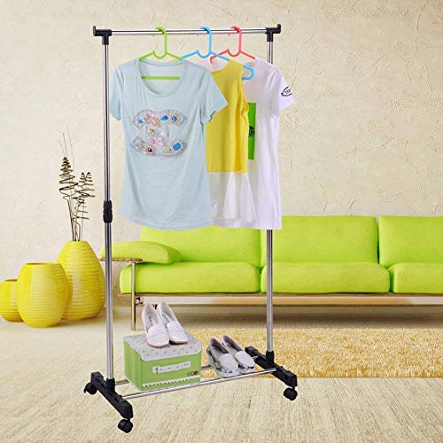 Image of Stainless Steel Single-Pole Portable Clothes Rack Drying Rack,Movable Stand Indoor Home Storage Organizer Balcony Handing Clothing Rack