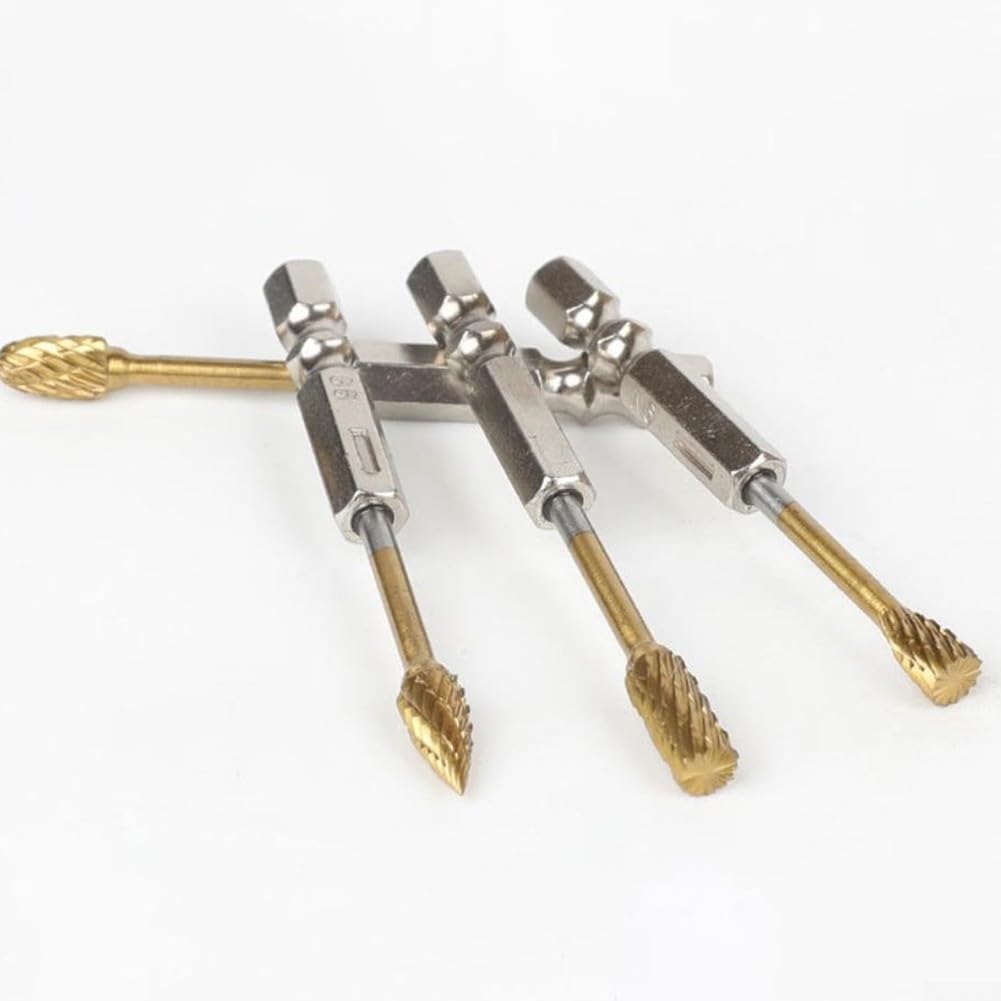 10Pcs 1/4in Shank Carbide Burrs Set For Metal Working and Wood Carving Polishing Engraving Drilling, Double Cut Die Grinder Bits