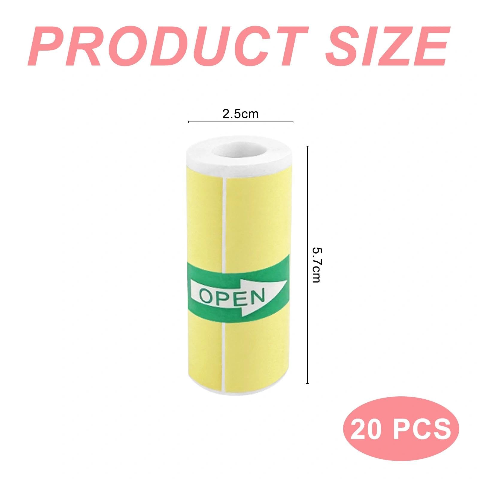 20 Rollos Papeles Cámara Fotos Niños, Papel Impresora Termica, Rollos Camara Fotos Infantil Instantanea, Mini Recarga de Papel de Impresión, Pegatina Imprimible Autoadhesiva (57 x 25 mm)
