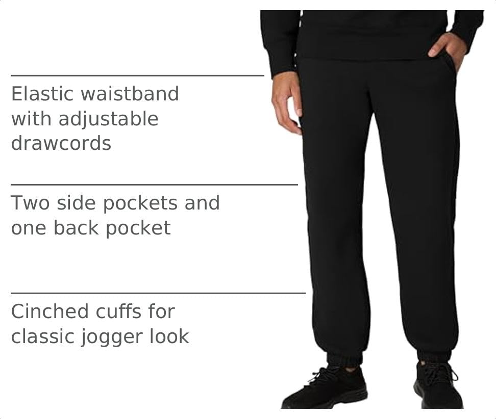 Hanes ComfortBlend Men's Originals Midweight Joggers with Pockets, Fleece Sweatpants, 30" Inseam, Black - image 4