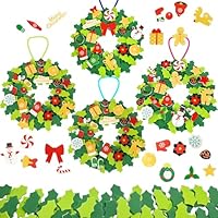 YIAJIA 4 Sets Christmas Crafts for Kids Christmas Wreath Making kit DIY Make Your Own Christmas Craft Projects Christmas Holiday Decorations Party Supplies