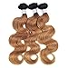 Ombre Human Hair Bundles Ombre Brazilian Body Wave 3 Bundles Human Hair 16 18 20 Inch 100% Unprocessed Human Hair Bundles Body Wave Remy Virgin Hair Weave Bundles 2 Tone 1B/30# Human Hair Bundles