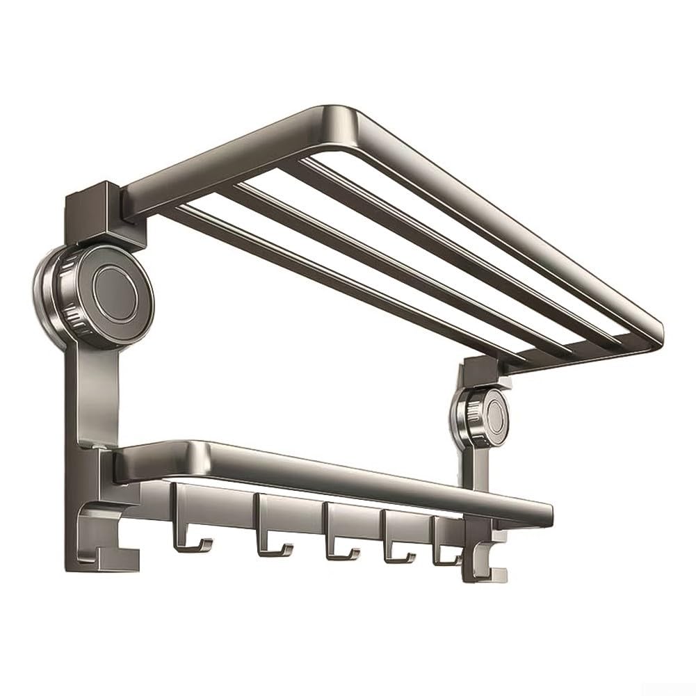 Porte-serviettes pliable gris de 40 cm pour petite salle de bain
