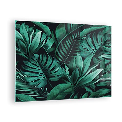 Quadro su Vetro Foglie Grafica Monstera Stampe da