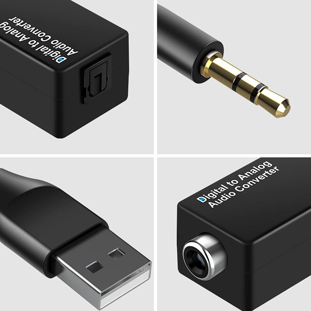 Decodificatore Audio, convertitore Audio da Digitale ad analogico, Jack Ottico coassiale da 3,5 mm, decodificatore Audio DAC USB