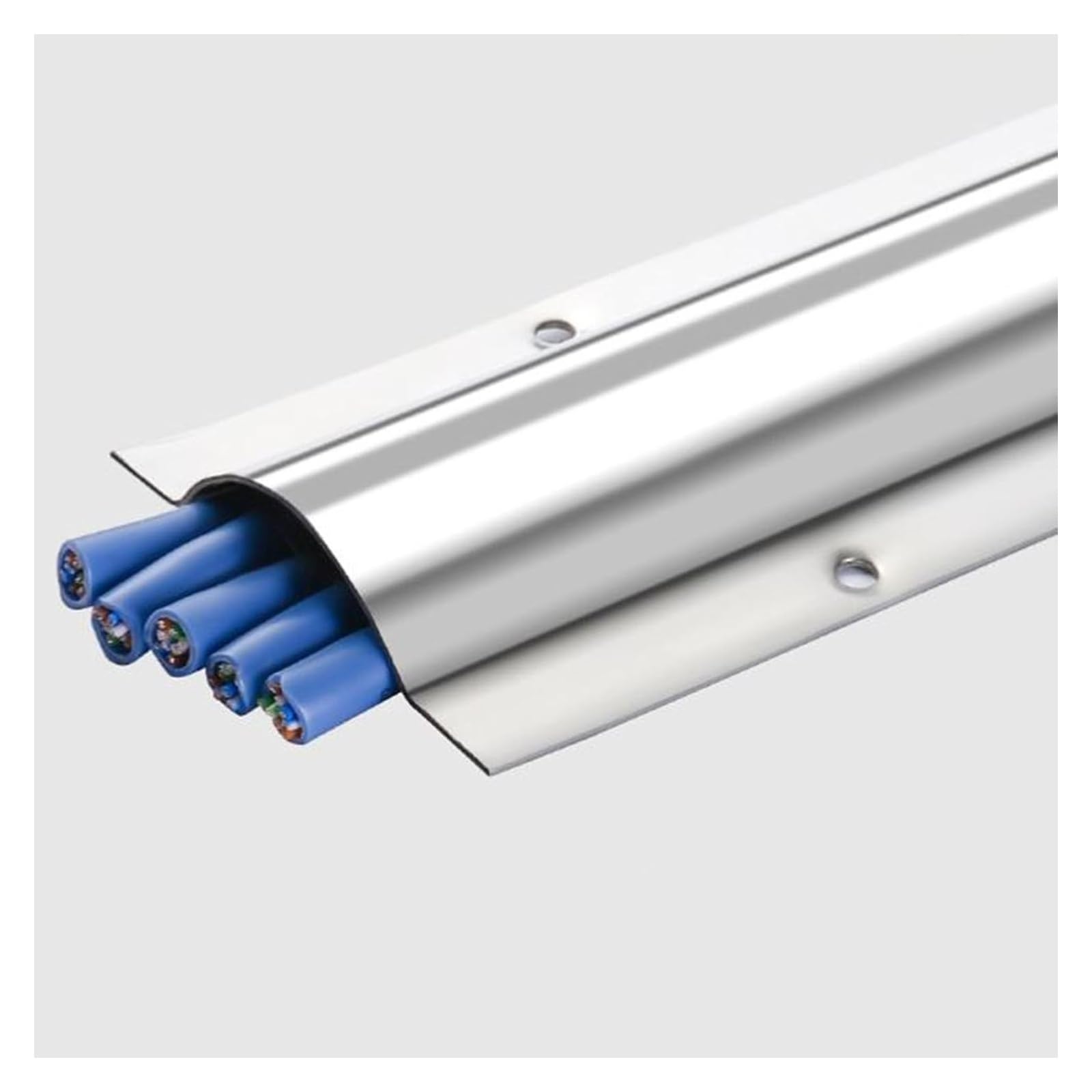 Copertura per cavi da pavimento, protezione per cavi da pavimento, kit di canalina per cavi in acciaio inox, ampia gestione dei cavi da 3,5 cm, striscia correttore a basso profilo (larghezza interna