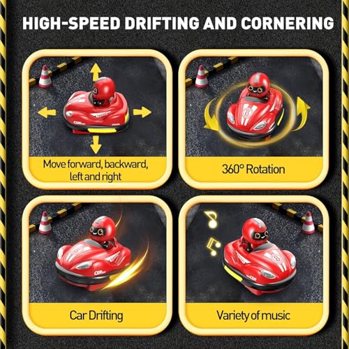 Image of Remote Control Go Kart Racing Cars Set, 2.4GHz Rechargeable RC Bumper Cars with LED Lights, Red and Blue, 2-Pack, with Ejecting Drivers, Multiplayer Battle Game for Kids, Ages 4+