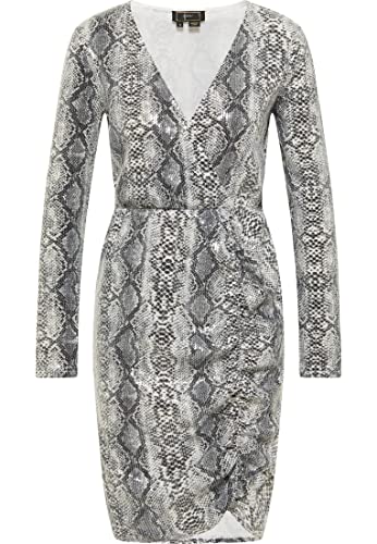 faina Damen Abendkleid mit Pailletten naemi Kleid, Grau, L