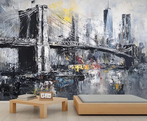 Brooklyn Bridge Mural Wallpaper City Skyline Wallpaper Large City Graffiti
