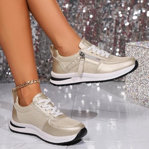 Women's Platform Fashion Sneakers Mesh Breathable Zero Drop Minimalist Summer Walking Sneakers Sparkling Casual Fashion Non-Slip Tennis Shoes2