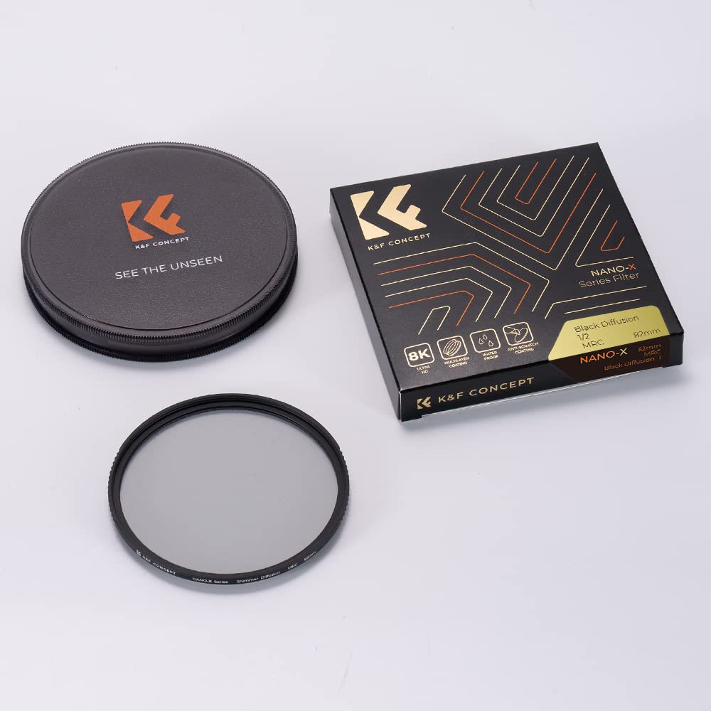K&F CONCEPT Filtre Black Diffusion 1/2 77mm Black-Mist Haute-définition Résistant à l'eau Anti-Rayures pour Objectif Appareil Photo Numérique