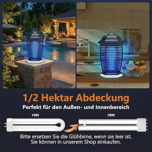 Insektenvernichter Elektrisch Mit LED-Licht, Fliegenfalle 4200V Mückenfalle – Ansicht 4