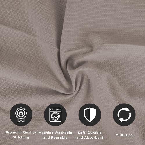 Pagnanno. - Hotel Quality Kitchen Tea Towels & Waffle Weave - Professional Grade Cotton 45 x 70 cm, Taupe, Pack of 3 (45x70cm) - Image 2