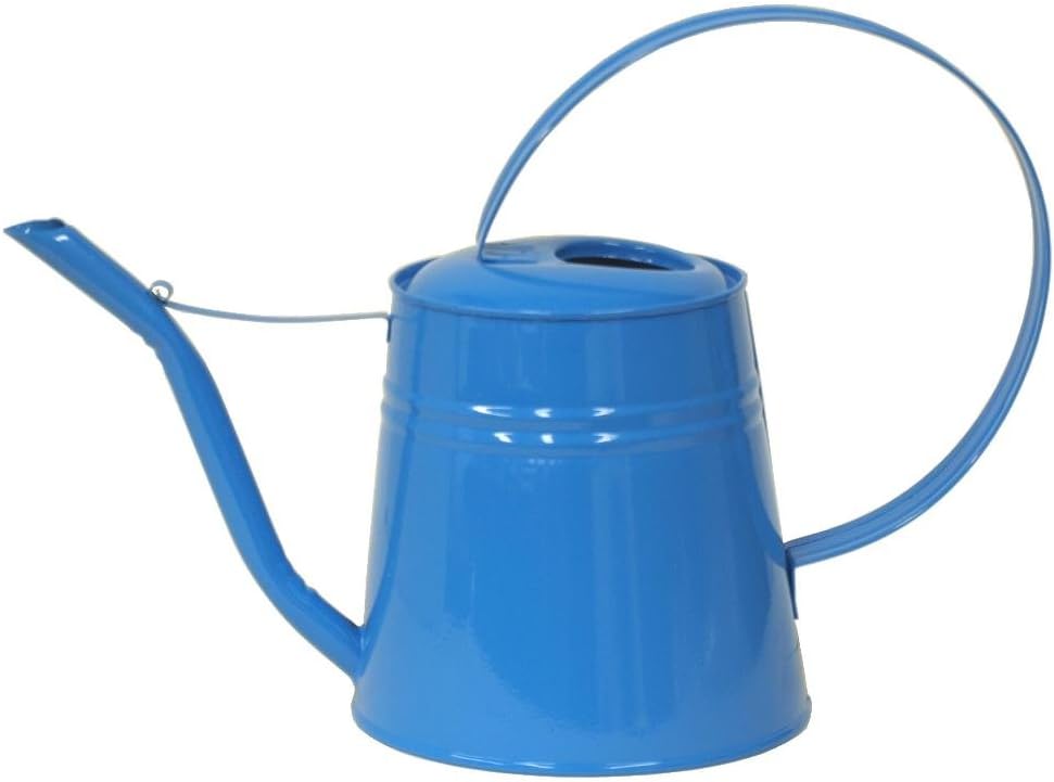 HIT 8557E B Enameled Galvanized Heavy Gauge Steel Watering Can, 3-Quart, Blue