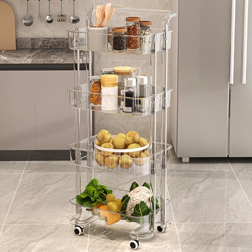 Carrito de almacenamiento – Estantería de 4 niveles con ruedas bloqueables para cocina, baño y oficina en casa – Utilidad móvil para una fácil gestión del espacio