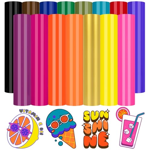 TECKWRAP Paquete de 15 hojas de vinilo permanente, 12 x 12 pulgadas, vinilo brillante de color oscuro para tazas, tazas, ventanas y decoración del hogar, y otros proyectos de bricolaje