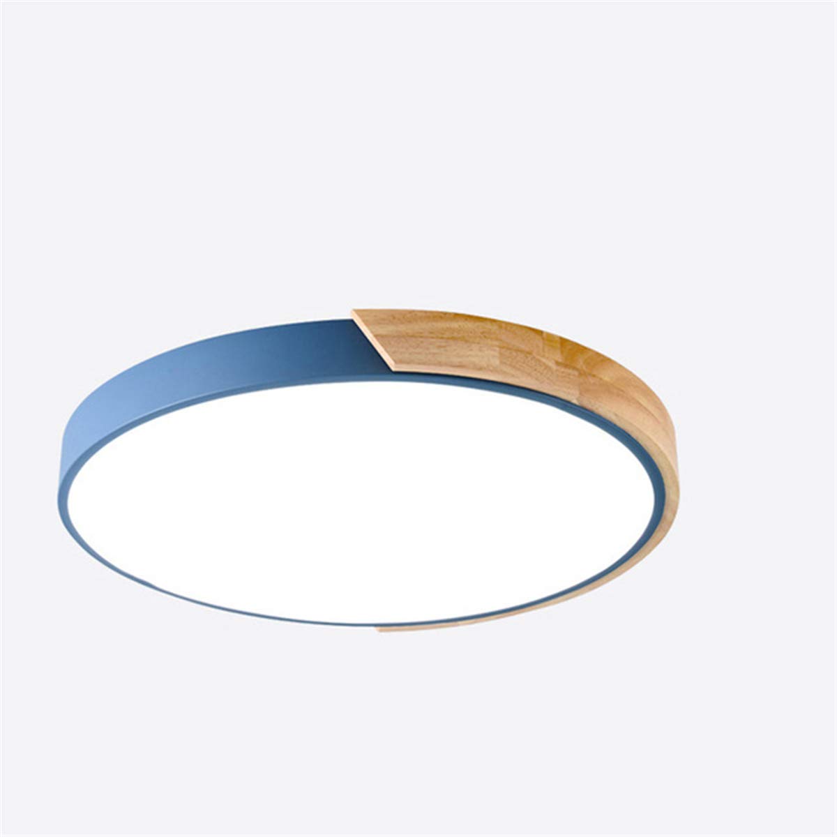 Plafoniera A LED Moderna in Legno Da Incasso, 2400LM 6500K, Lampade in Legno Rotonde Ultra Sottili Per Cucina, Bagno, Soggiorno, Camera Da Letto, Corridoio,Blu,Tricolor light