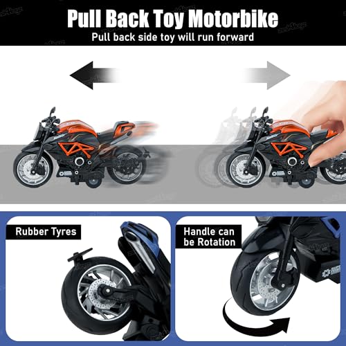 Image of Zest 4 Toyz Diecast Bike Toy for Kids Toy Motorcycle Bike Miniature Model Pull Back Action Realistic Design Bikes for Kids 6-12 Years (Random Design) Pack of 1