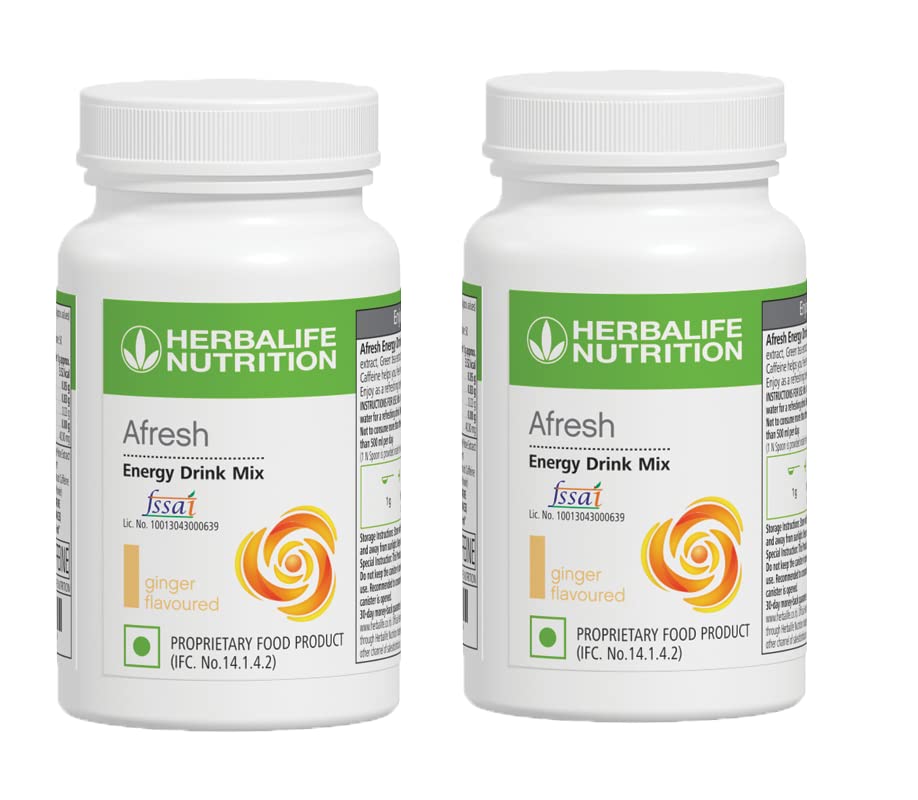 Herbalife Afresh Energy Drink - Ginger Flavour For Weight Loss Energy Drink Plant-Based Protein (100 g, Ginger)