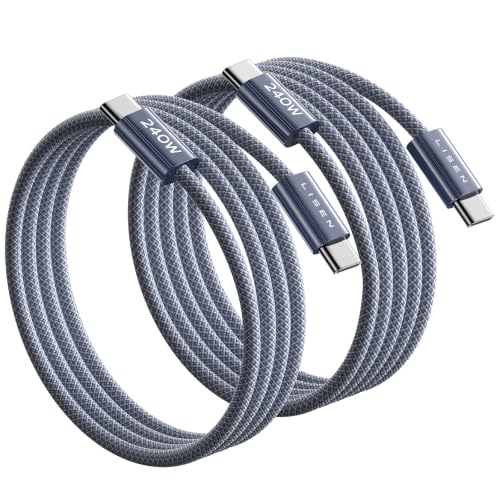 LISEN USB C to USB C Cable Fast Charging Cords 240W Type C Charger Fast Charging Cord Type C Cable for iPhone 16 15 iPad MacBook Pro Air Samsung S25 Switch,3.3ft+6.6ft/2 Pack/Midnight