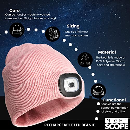 Image of Classic Rechargeable LED Warm Knit Beanie Head Light Hat Headlamp for Outdoor Activities