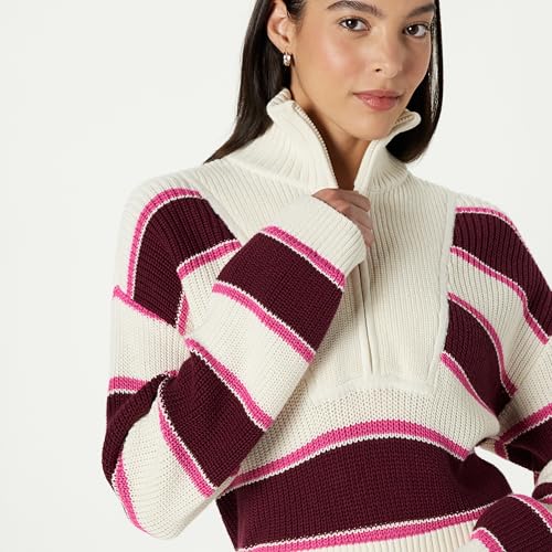 The Drop Women's Russel Stripe Half Zip Sweater3
