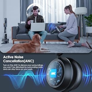Upgrade ANC & ENC Headset with Microphone for PC, Wireless Headset with Mic for Work(Flip-to-Mute & USB Dongle), Bluetooth 5.4 Noise Cancelling Headphones with Mic for Call Center/Home/Computer/Phones