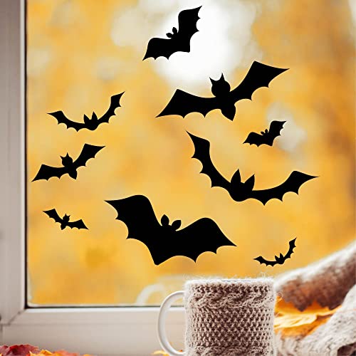 40 Stück Halloween Fensterbilder Sticker - Grusel Deko Mit Kürbis, Geister & Fledermäuse