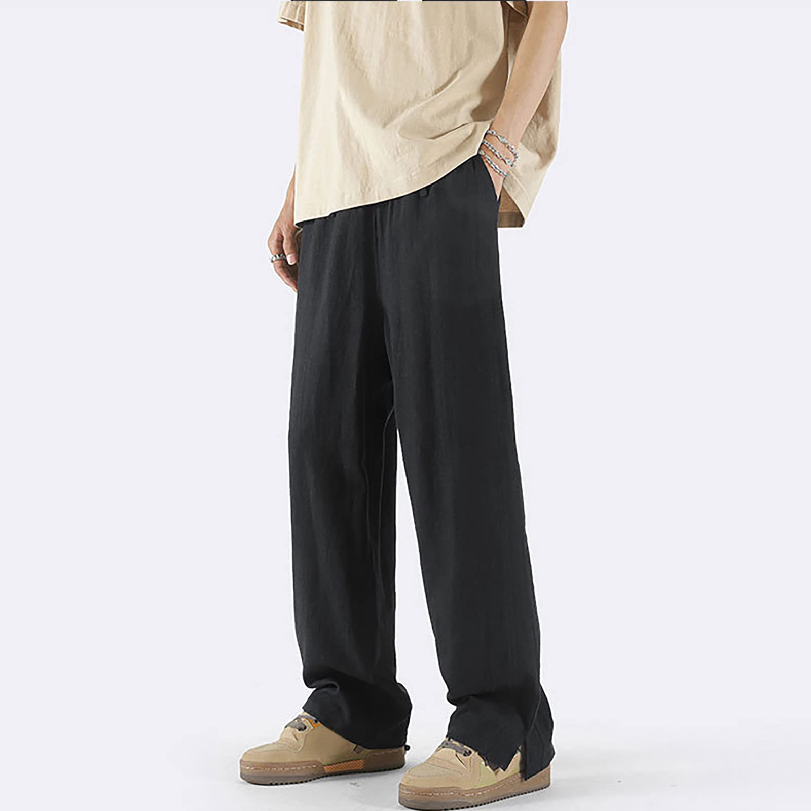 Pantaloni Casual Elegante Bloomers da Uomo Larghi in Cotone Dritto Pantaloni Casual Estivi da Uomo Pantaloni Traspiranti da Uomo Pantaloni da Lavoro Invernali