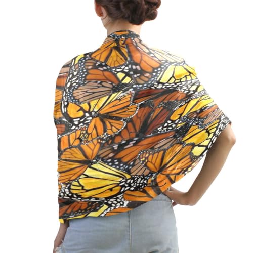 Shawl Wrap, Art Monarch Butterflies Wing Womens Large Chiffon Scarf Lightweight for Dresses3
