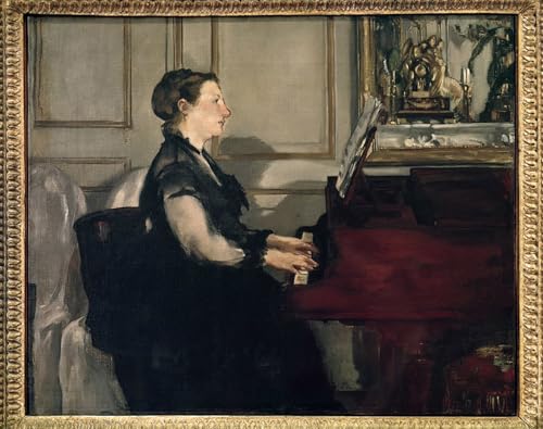 Peinture d'Edouard Manet au piano Toile Décoration Salon Elégante Tableaux Classiques