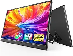 Monitor Portátil 15,6 Polegadas, UltraSlim, Gamer, Full HD 1080P, HDR, Tela 16:9, com Suporte Angular Mini HMDI, USB-c